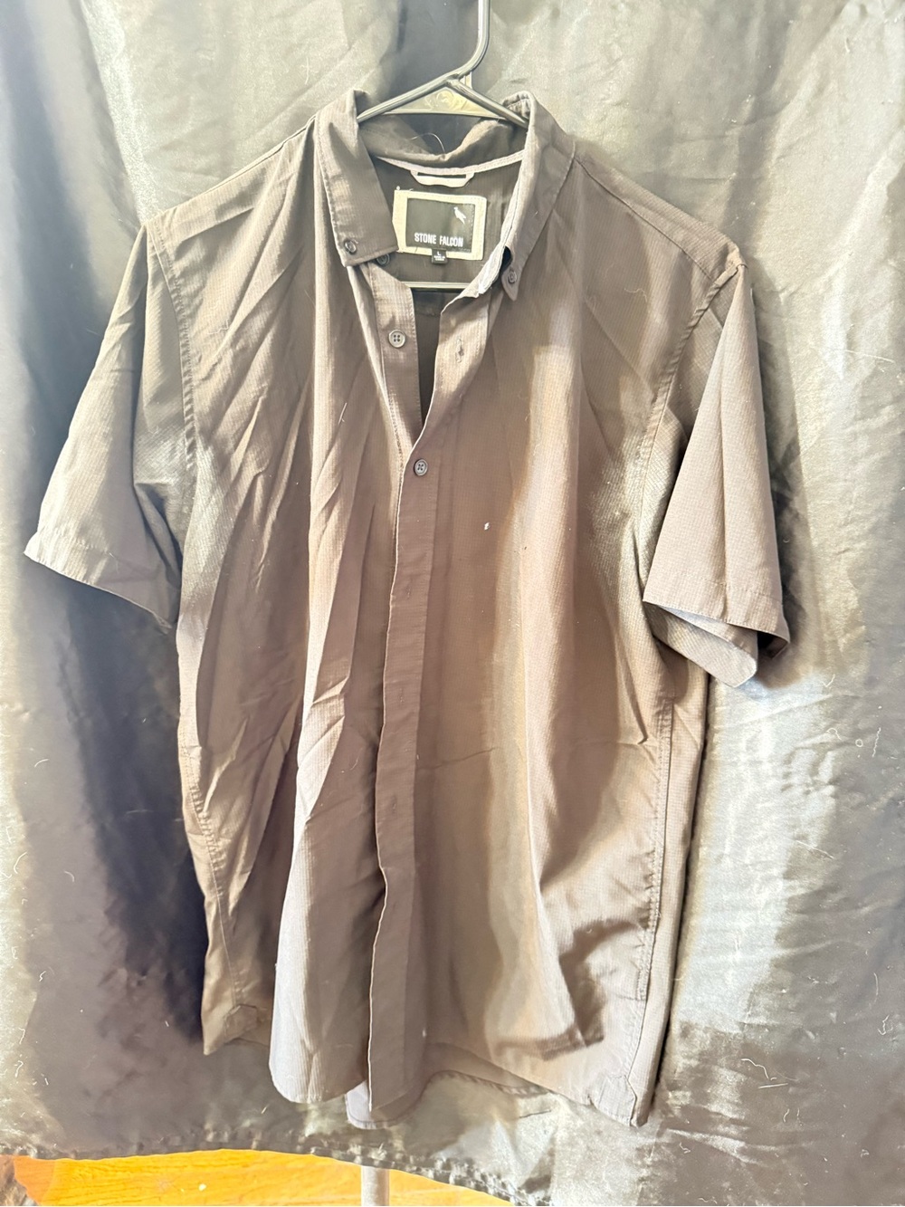 Short Sleeve Button-Up Shirt - Brown/Black